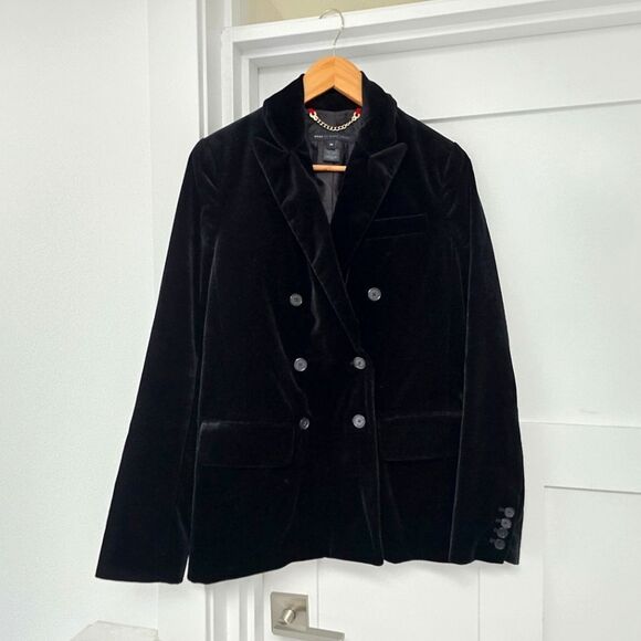 Marc by Marc Jacobs Velvet Lapel Collar Double Breasted Blazer in Black - Picture 1 of 13